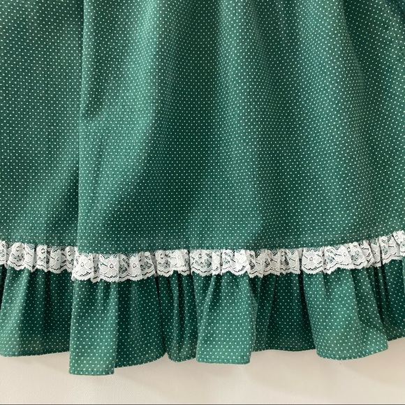 Vintage USA Girls Green Holiday Ruffle Lace Dress - Picture 4 of 11